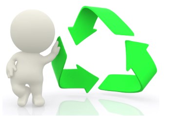 3D-man-with-hand-on-recycling-sign-isolated-over-white
