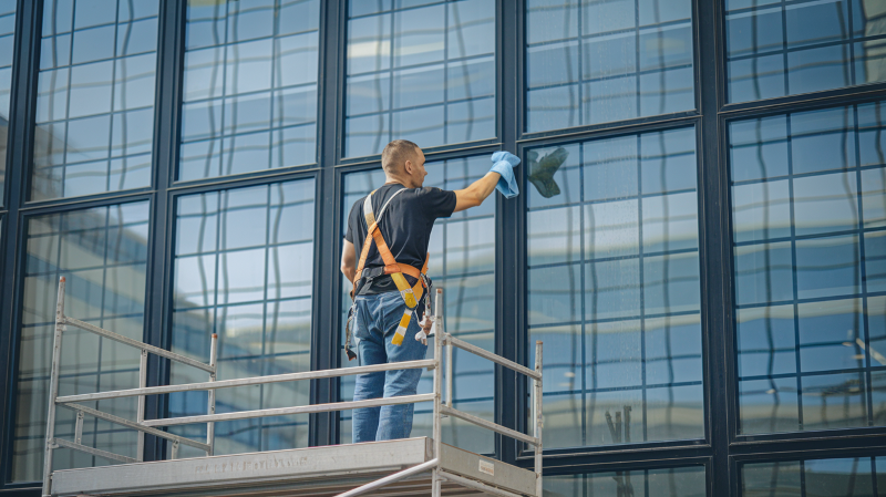 how to efficiently clean office windows